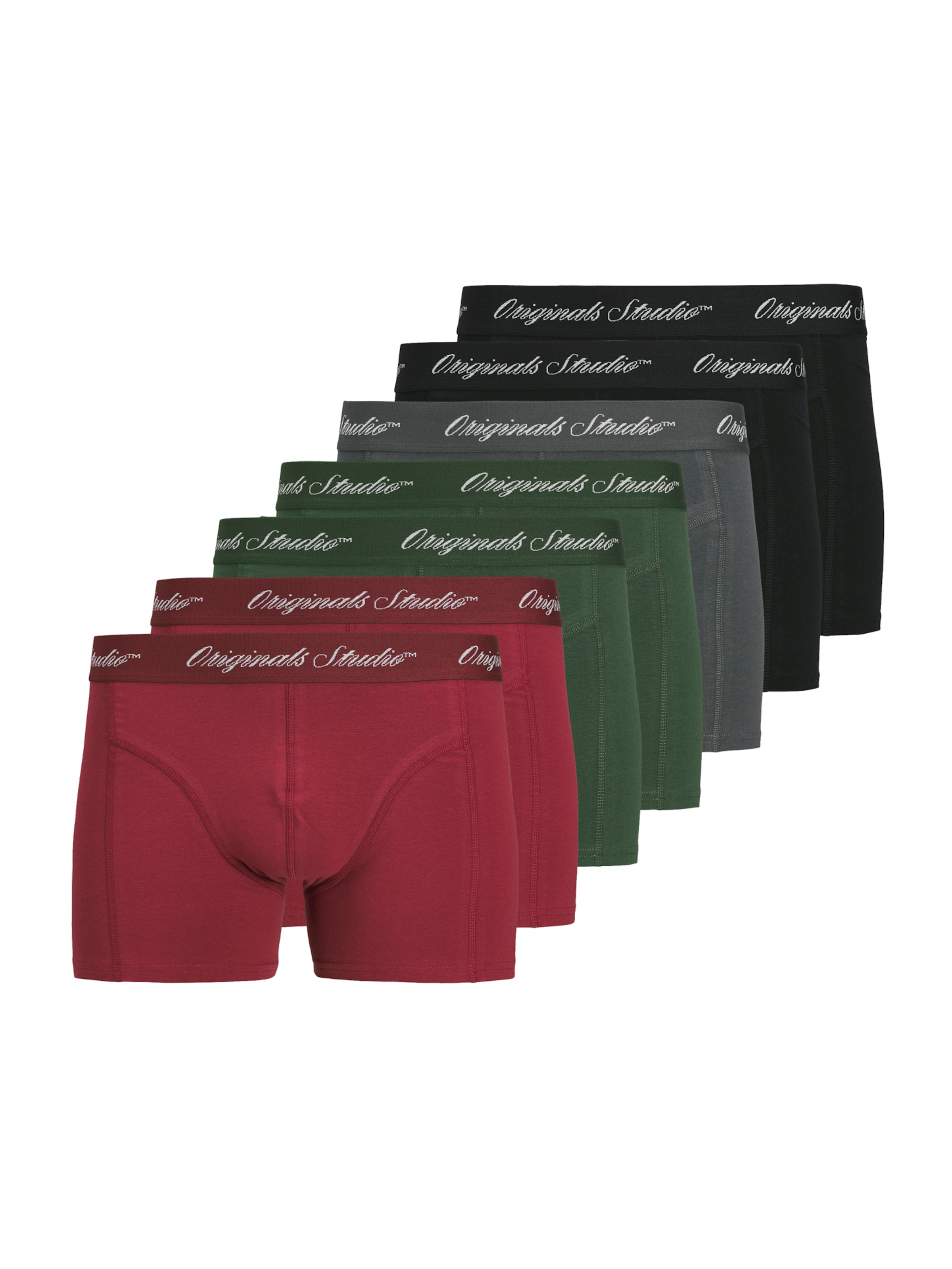 JACK & JONES Calzoncillo boxer 'JACNORREBRO' en gris basalto / verde oscuro / rojo carmesí / negro, Vista del producto