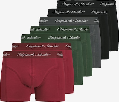 JACK & JONES Bokserishortsit 'JACNORREBRO' värissä basaltinharmaa / tummanvihreä / karmiininpunaine / musta, Tuotenäkymä