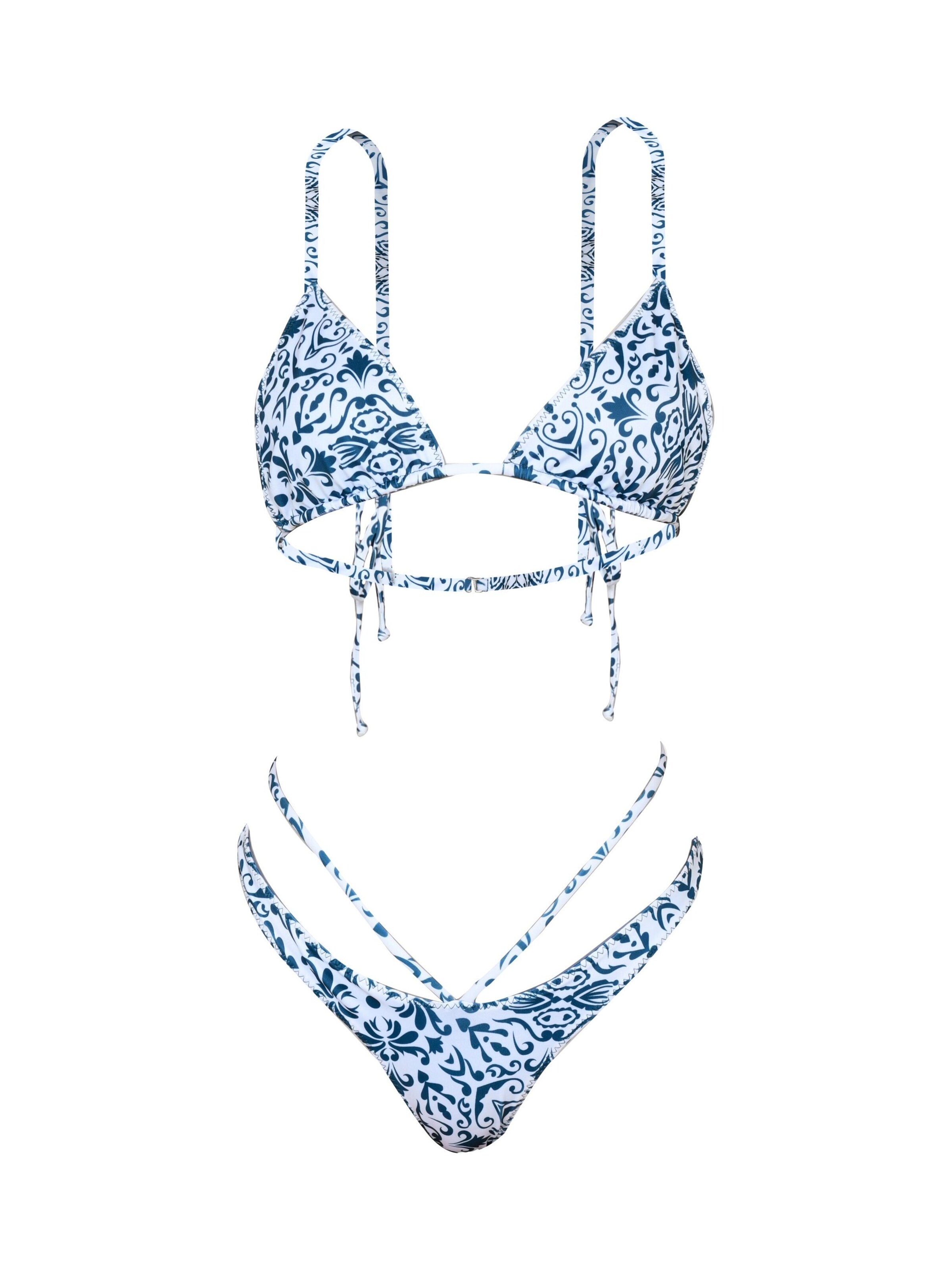 Triangle Bikini 'ECONYL® Balinese Batik Set 2-tlg.' Kadoo en bleu : devant