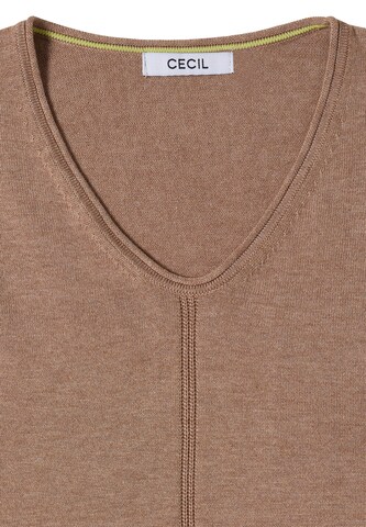 CECIL Basic Pullover mit V-Neck in Unifarbe in Braun