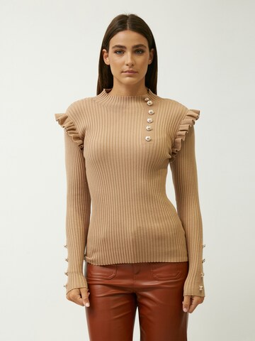 Pull-over Influencer en beige : devant