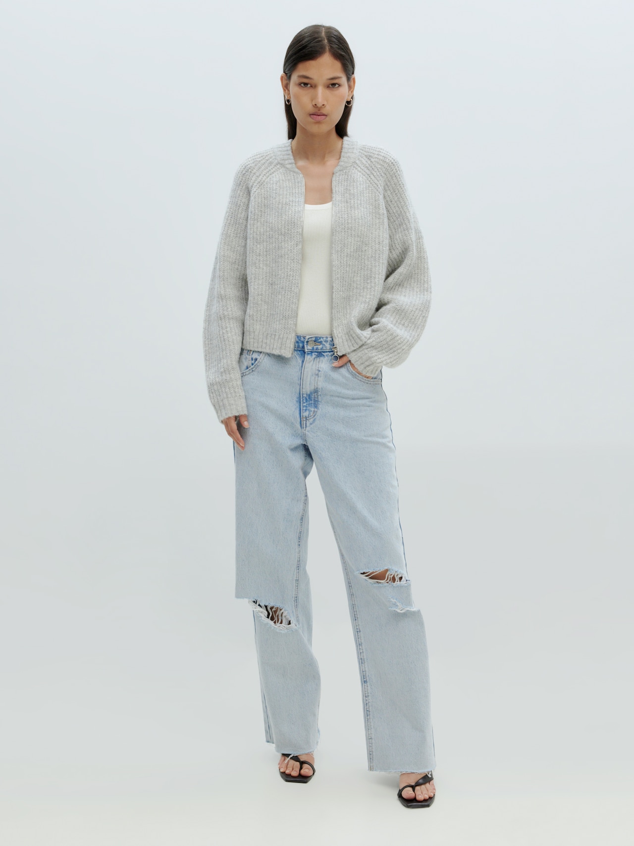 EDITED Produkte Strickjacke 'Rani' graumeliert