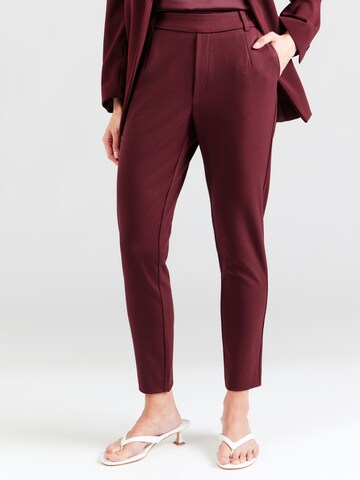 VILA Slim fit Pleat-Front Pants 'VIVARONE' in Red