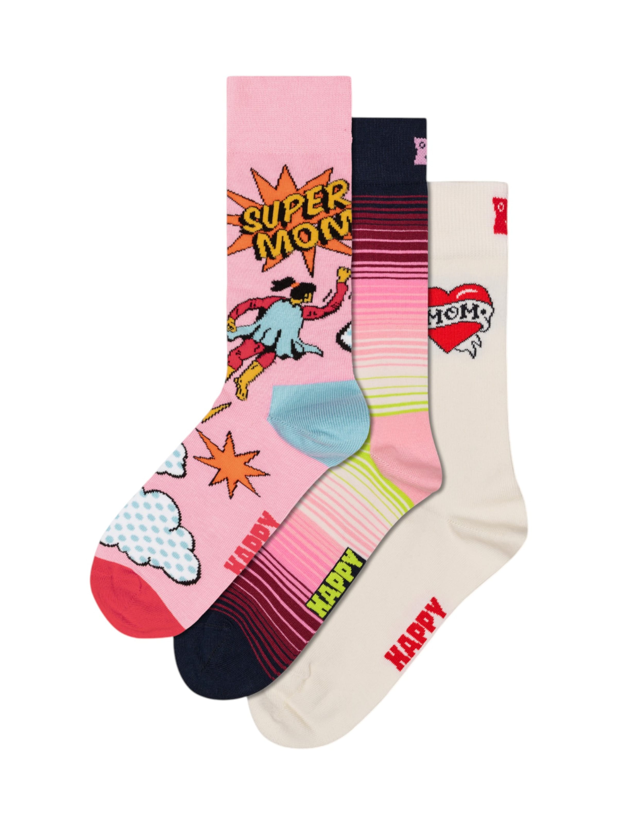 Happy Socks Socken 'Super Mom' in orange / rosa / schwarz / offwhite, Produktansicht