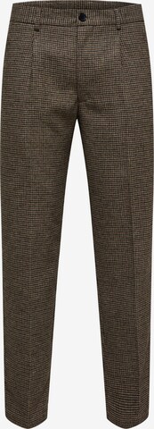 SELECTED HOMME Regular Pleat-front trousers 'Troy' in Brown: front