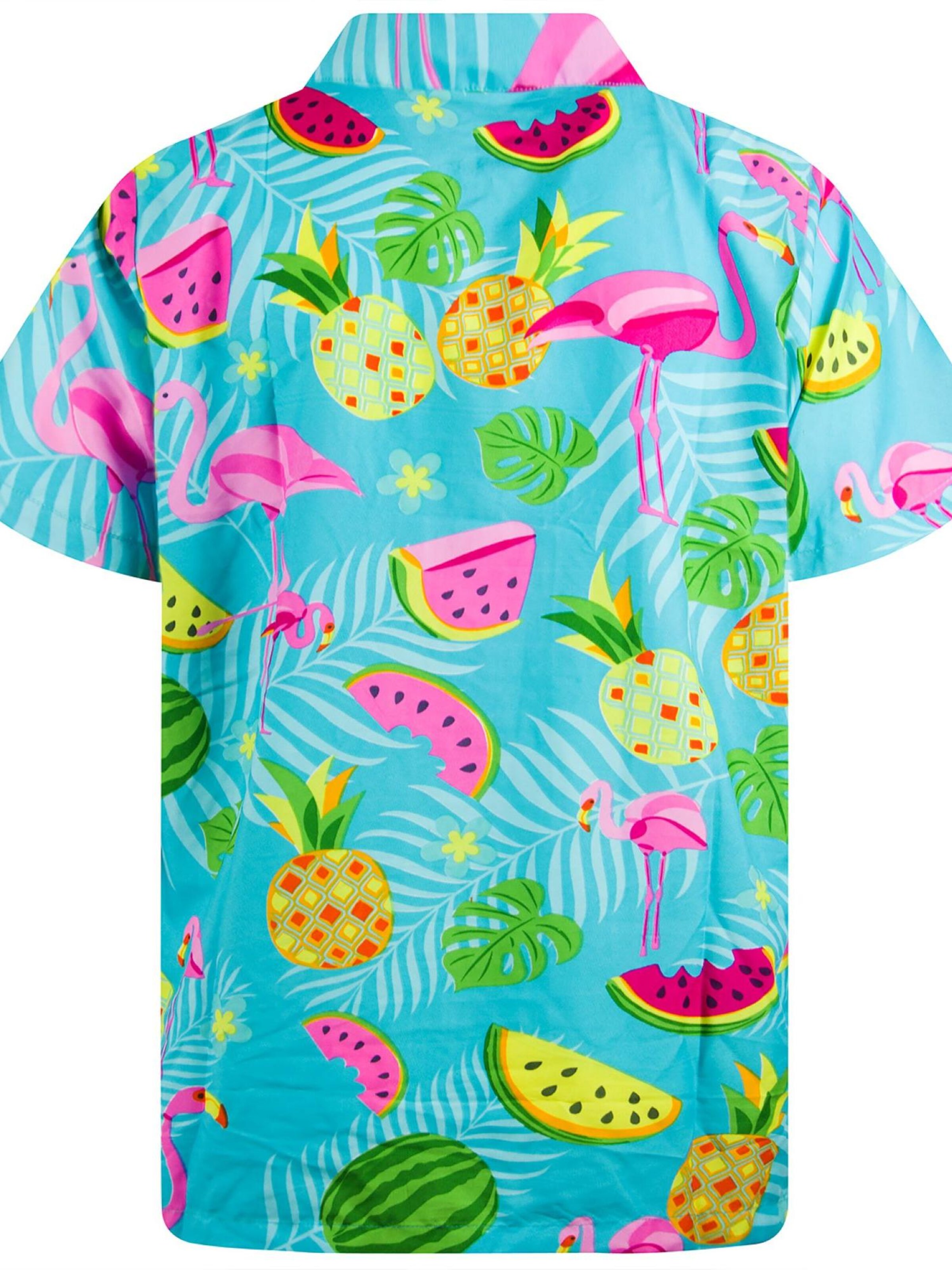 King Kameha Shirt 'Flamingo Melone'‌‌‌‌‌‌‌ in Blau
