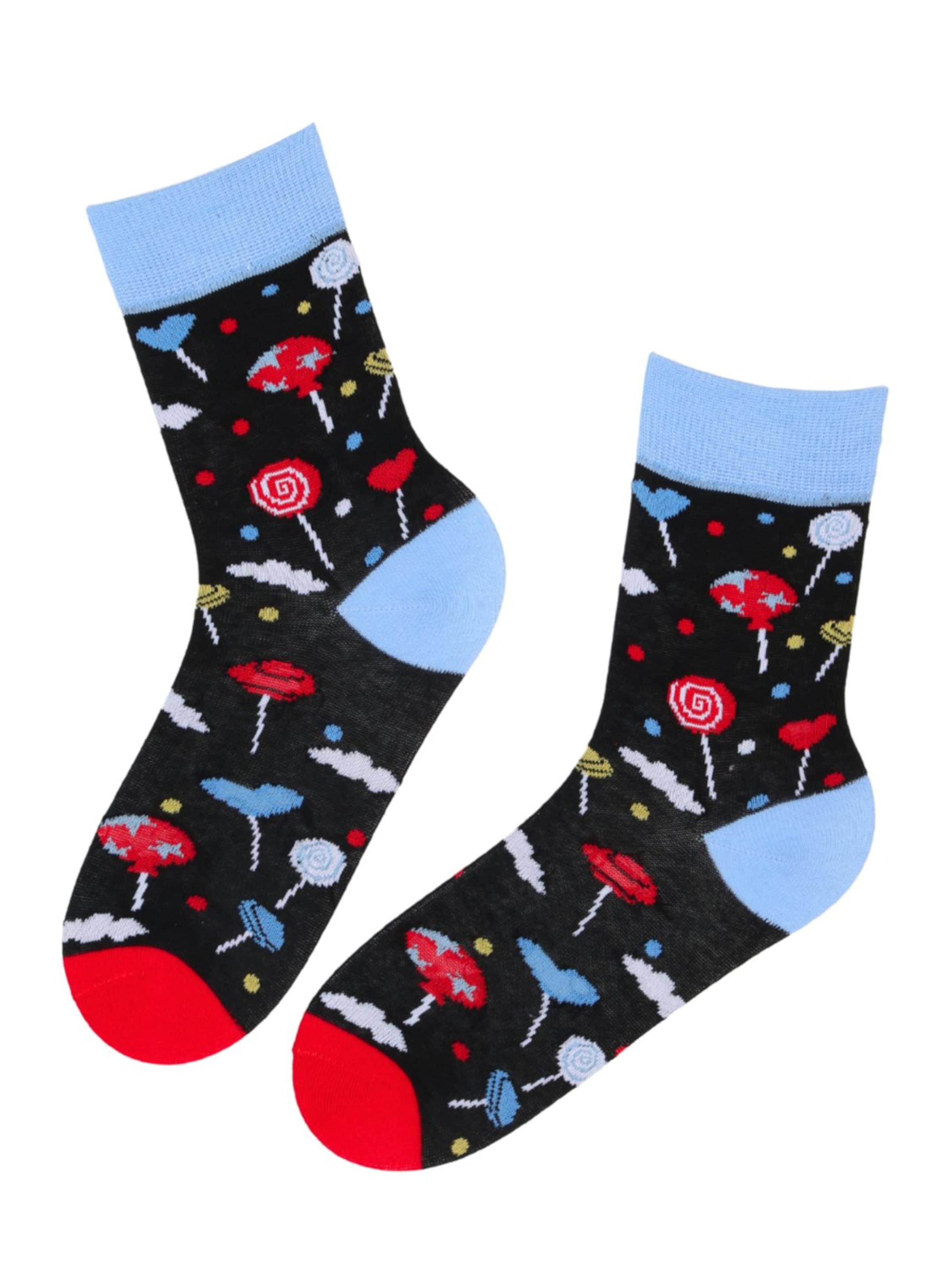 Sokisahtel - Calcetines 'ISOLDE cotton socks with lollipops' en negro: frente