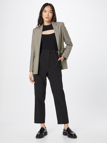 ABOUT YOU Tapered Pleat-Front Pants 'Meline' in Black