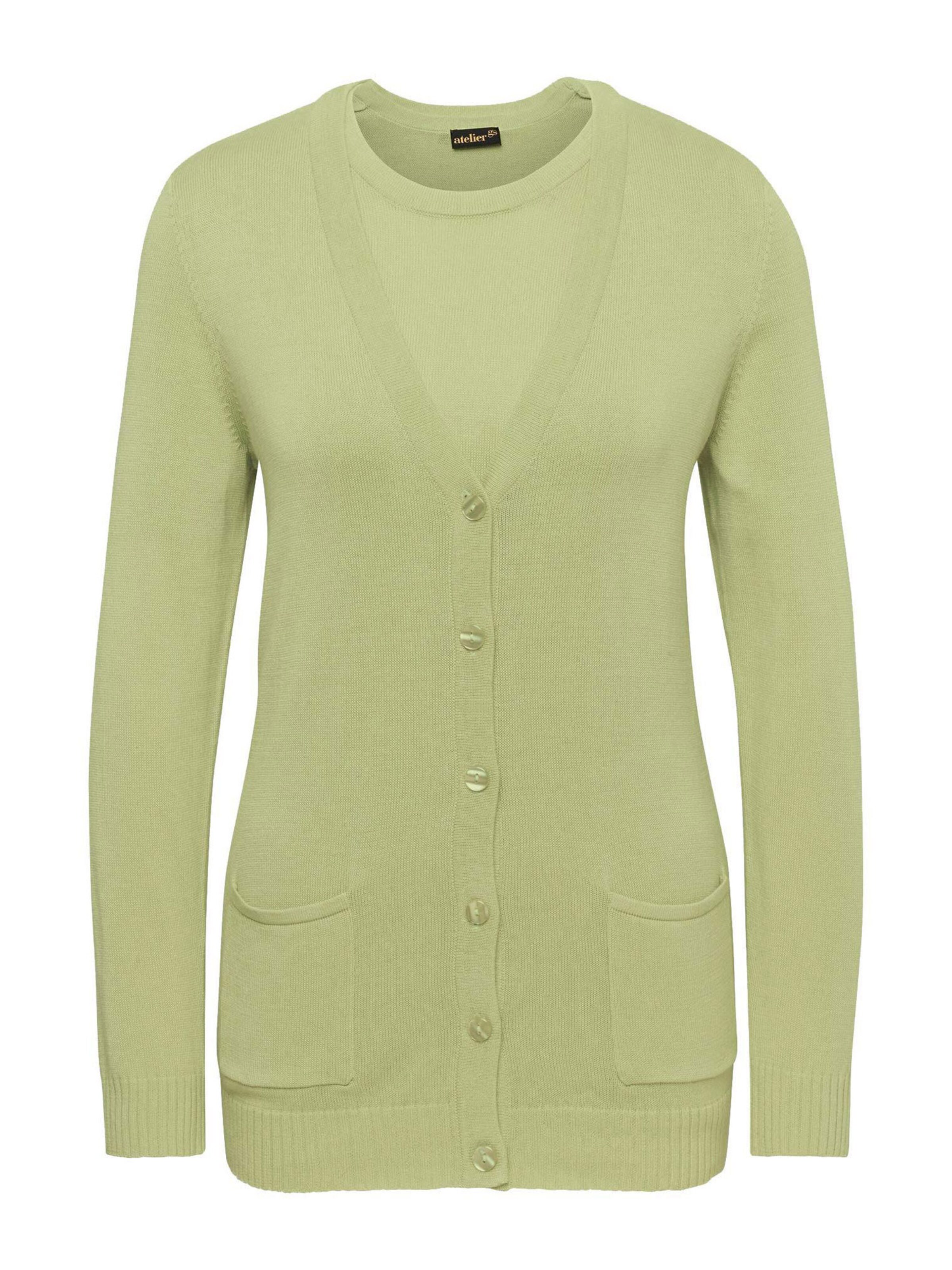 Goldner Pullover in Grün: Vorderseite