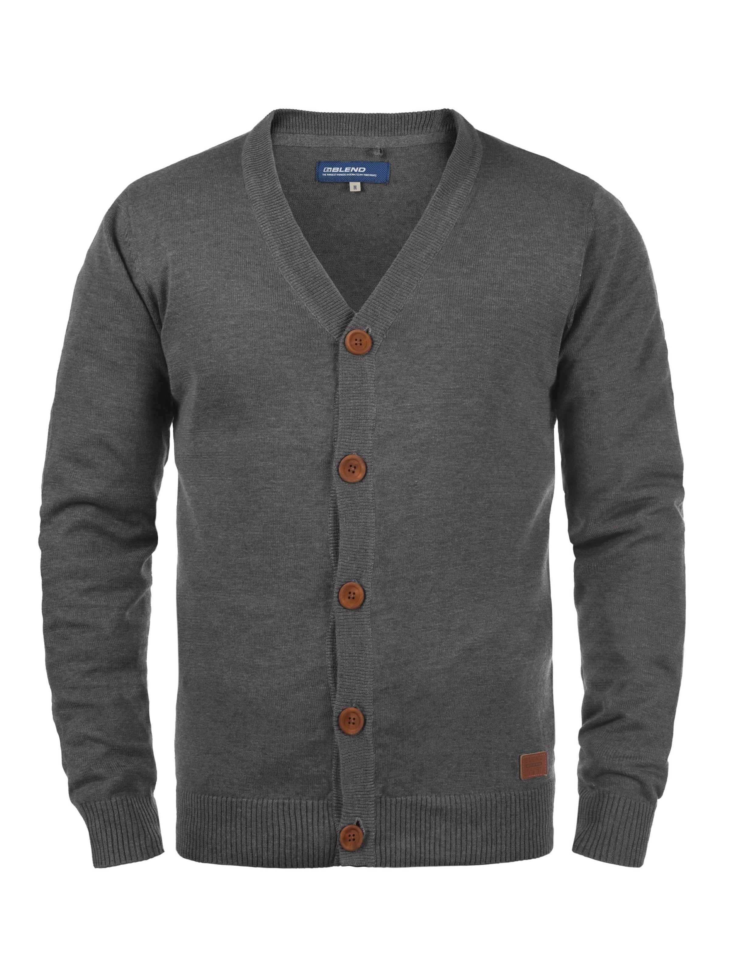 BLEND Knit cardigan 'Lennard' in Grey: front