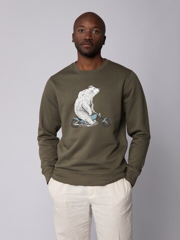 Watapparel Sweatshirt 'Bär auf Bike' in Grün