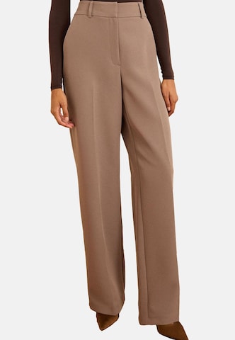 Wide leg Pantaloni con piega frontale di love & roses in marrone: frontale