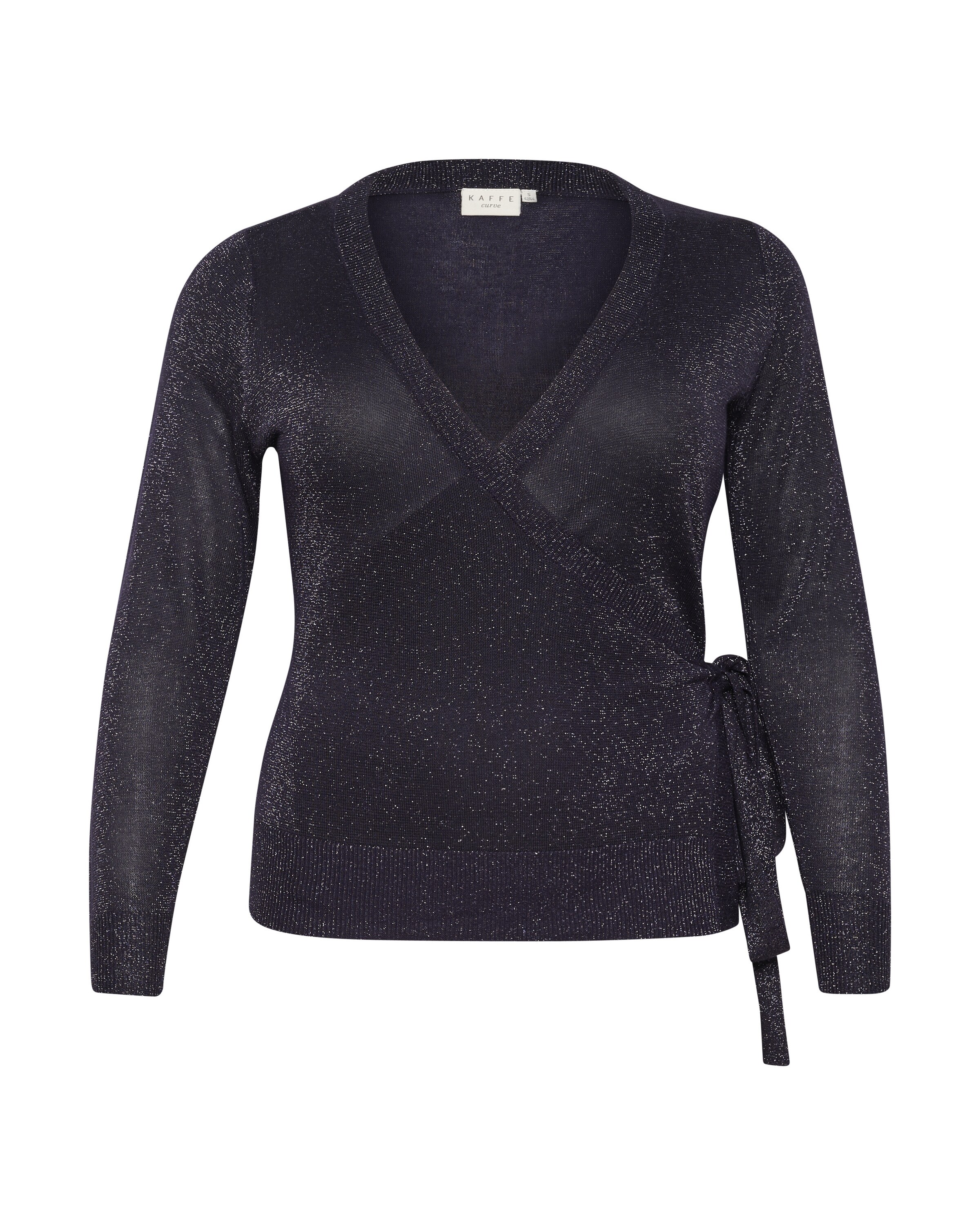 KAFFE CURVE Gebreid vest 'Ankre' in Blauw: voorkant