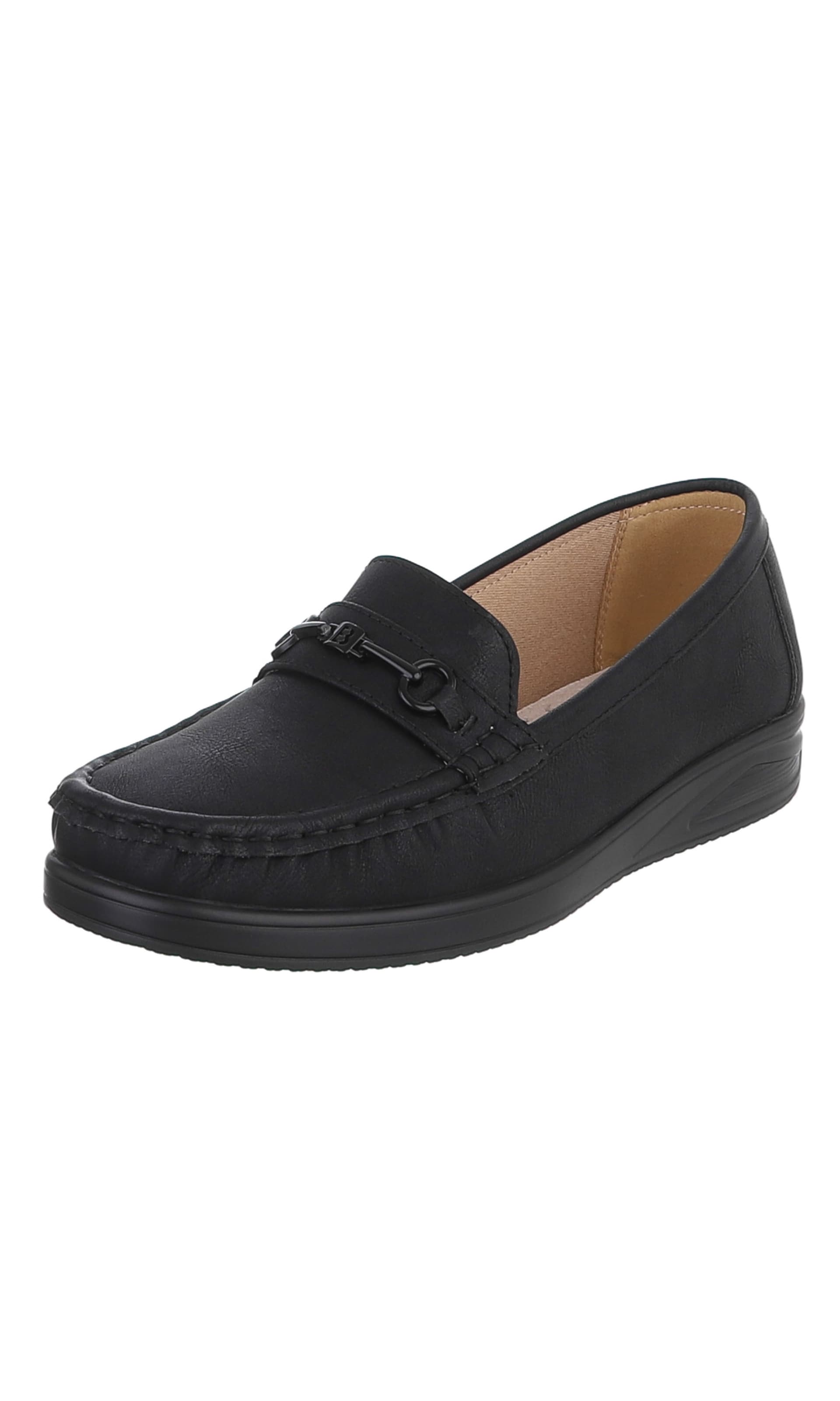 Ital-Design Moccasins in Black: front