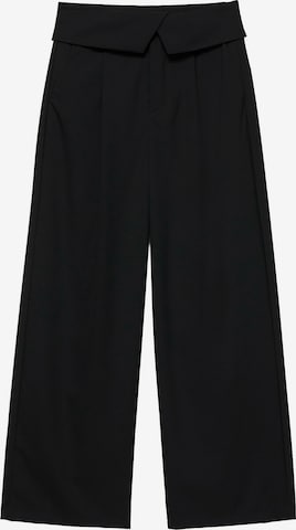 Pull&Bear Široký strih Plisované nohavice - Čierna: predná strana