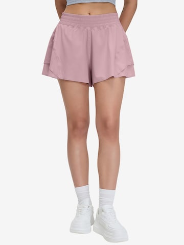 Magicshe Workout Pants 'High Waist Sportshorts mit Innenhose und Versteckte Tasche' in Pink: front