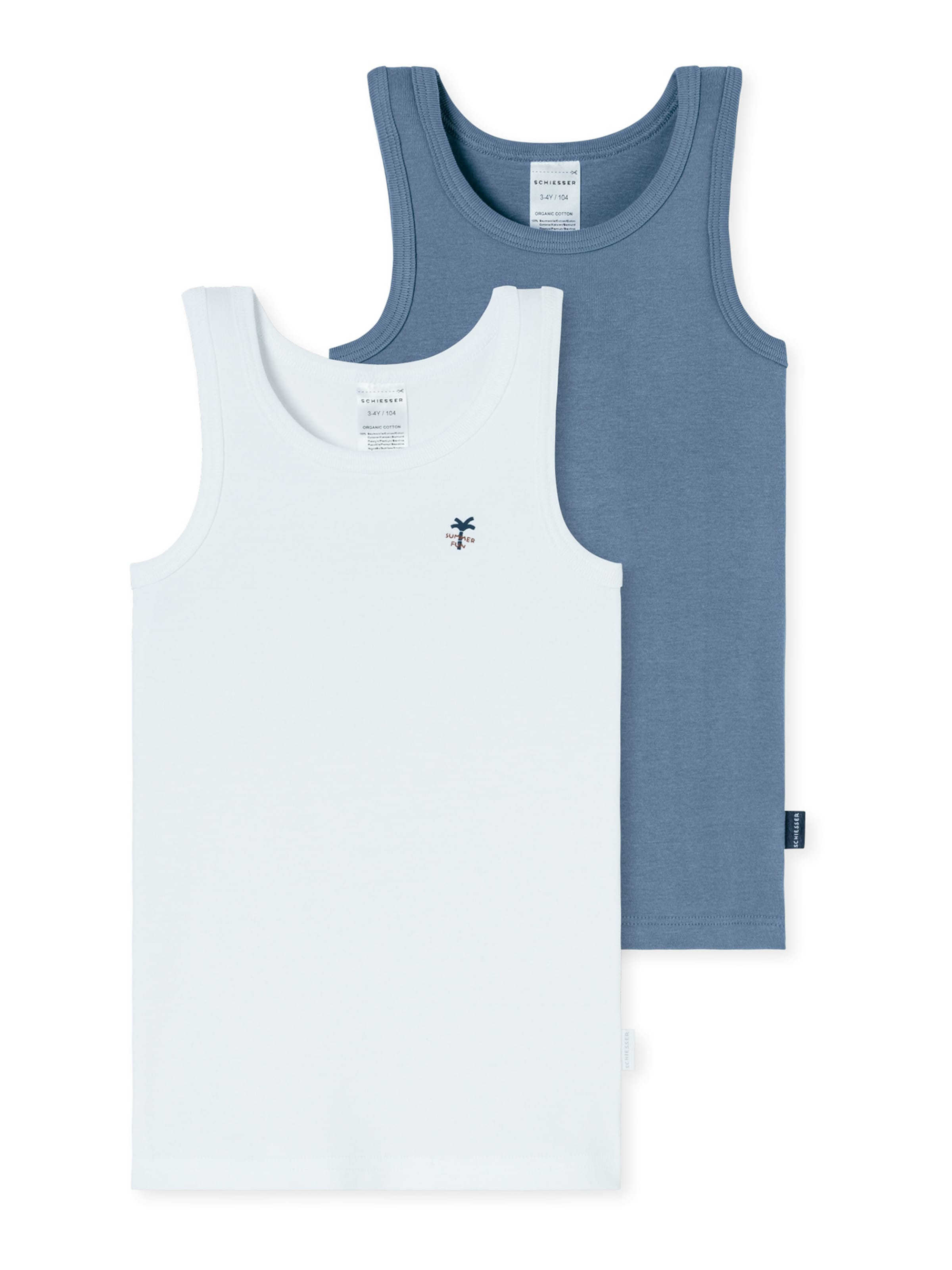 SCHIESSER Undershirt ' Fine Rib ' in Blue: front