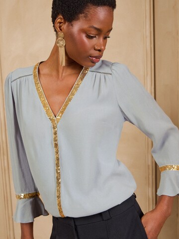Chemisier love & roses en gris