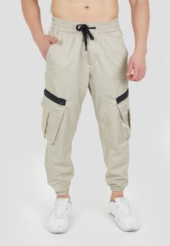 Tom Barron Slimfit Cargobroek in Beige: voorkant