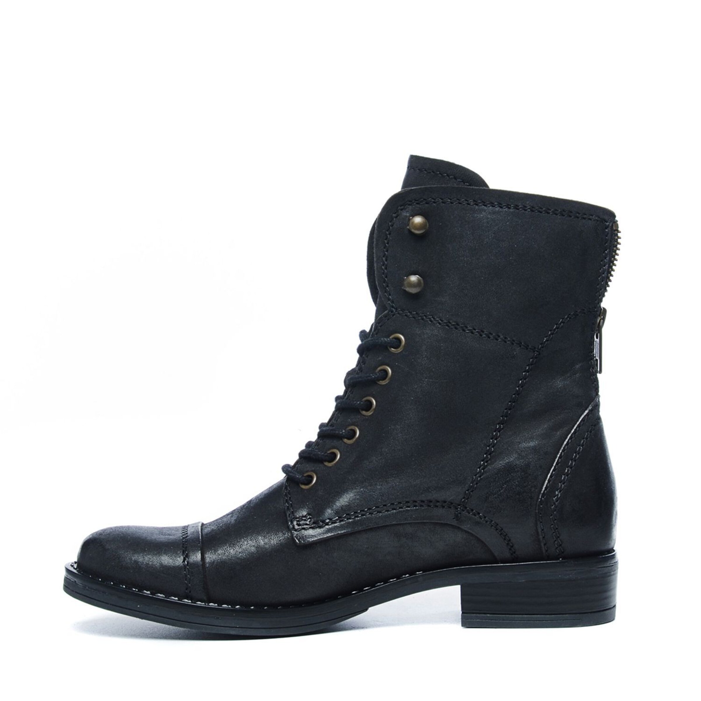 MANFIELD Lace-Up Ankle Boots in Black