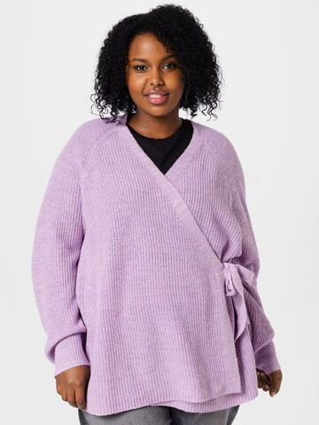 Zizzi Knit Cardigan 'Sabina' in Purple: front