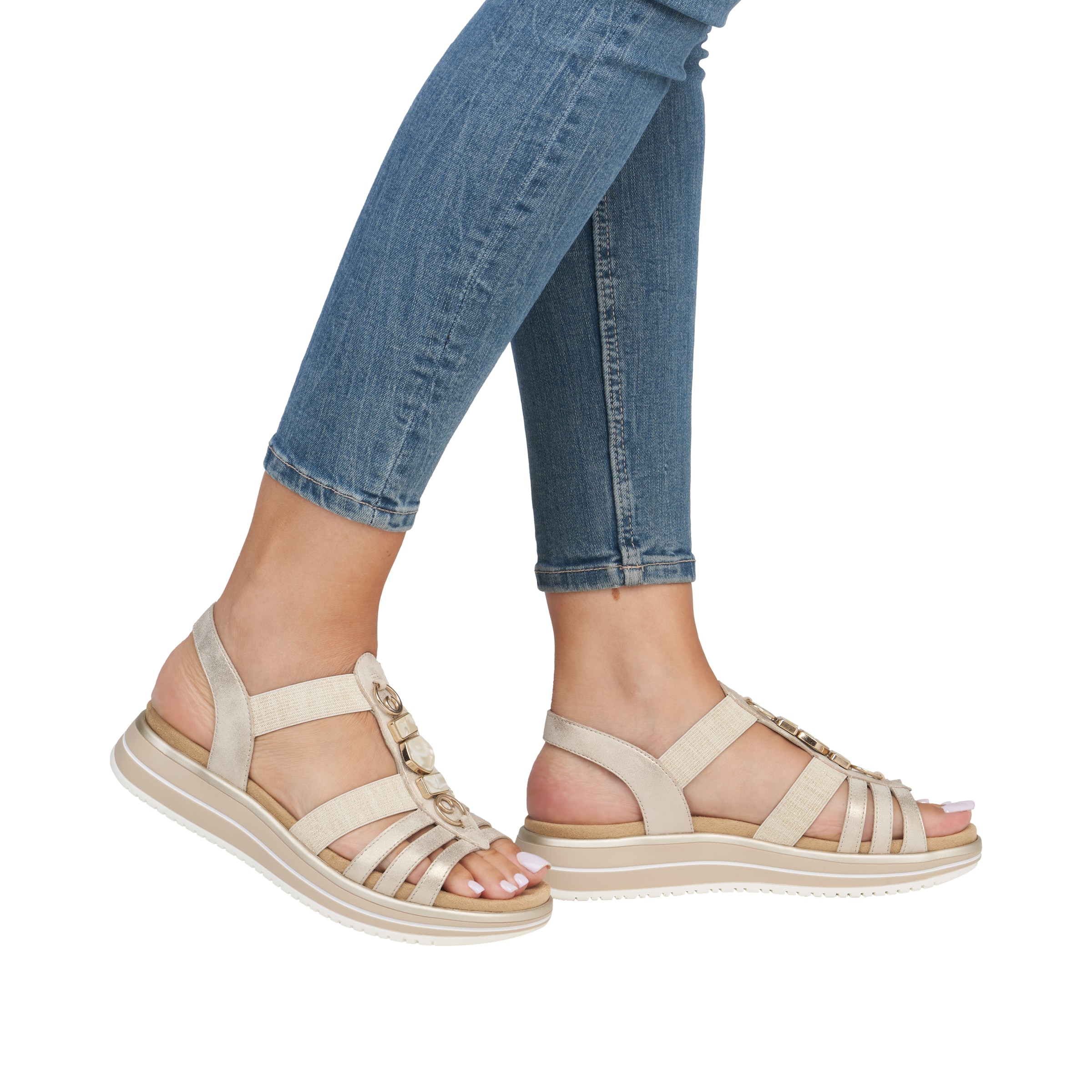 REMONTE Strap Sandals ' D1J60 ' in Beige: front