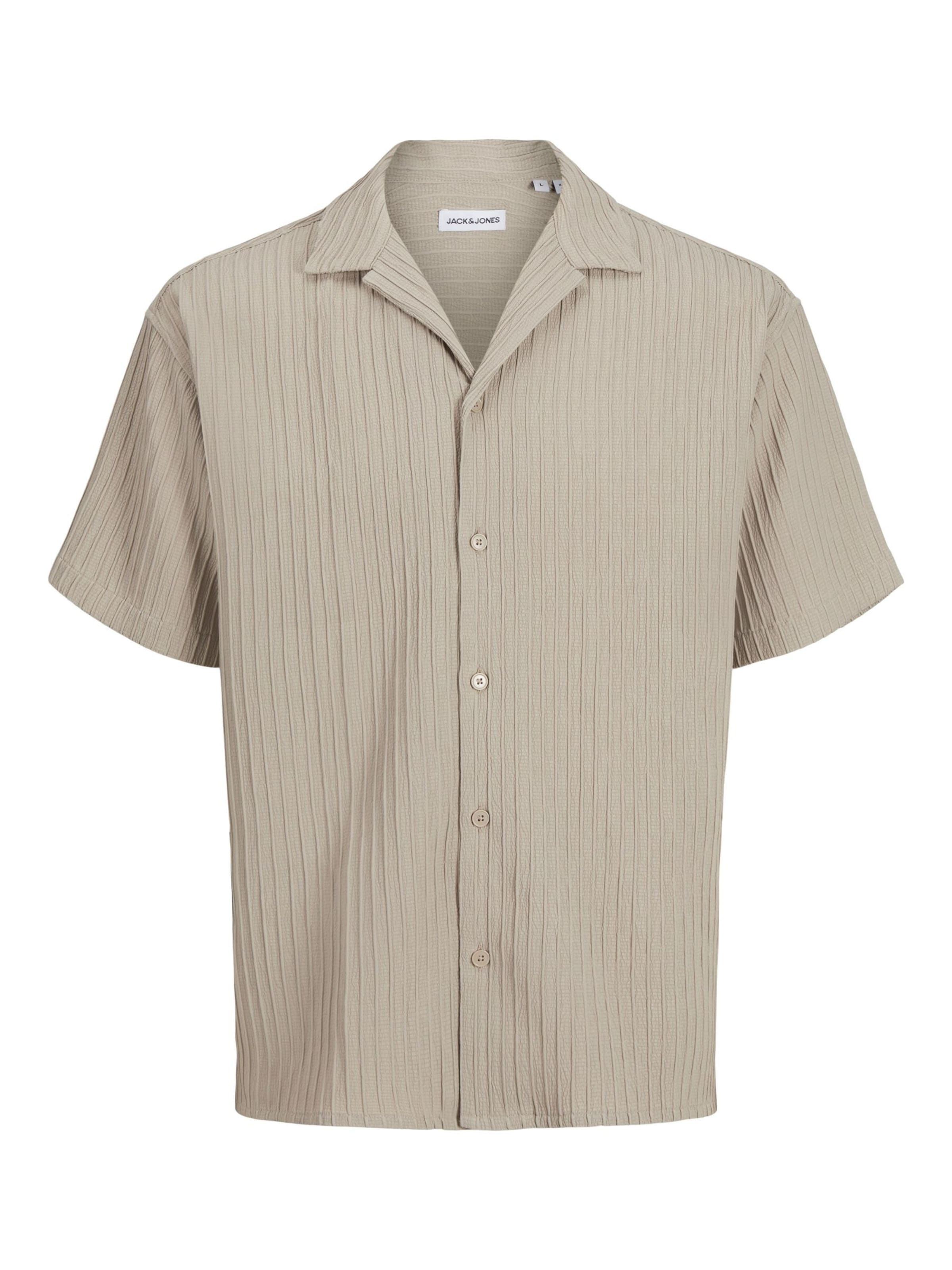 JACK & JONES Comfort fit Overhemd 'JJMASSIMO RESORT' in Beige: voorkant