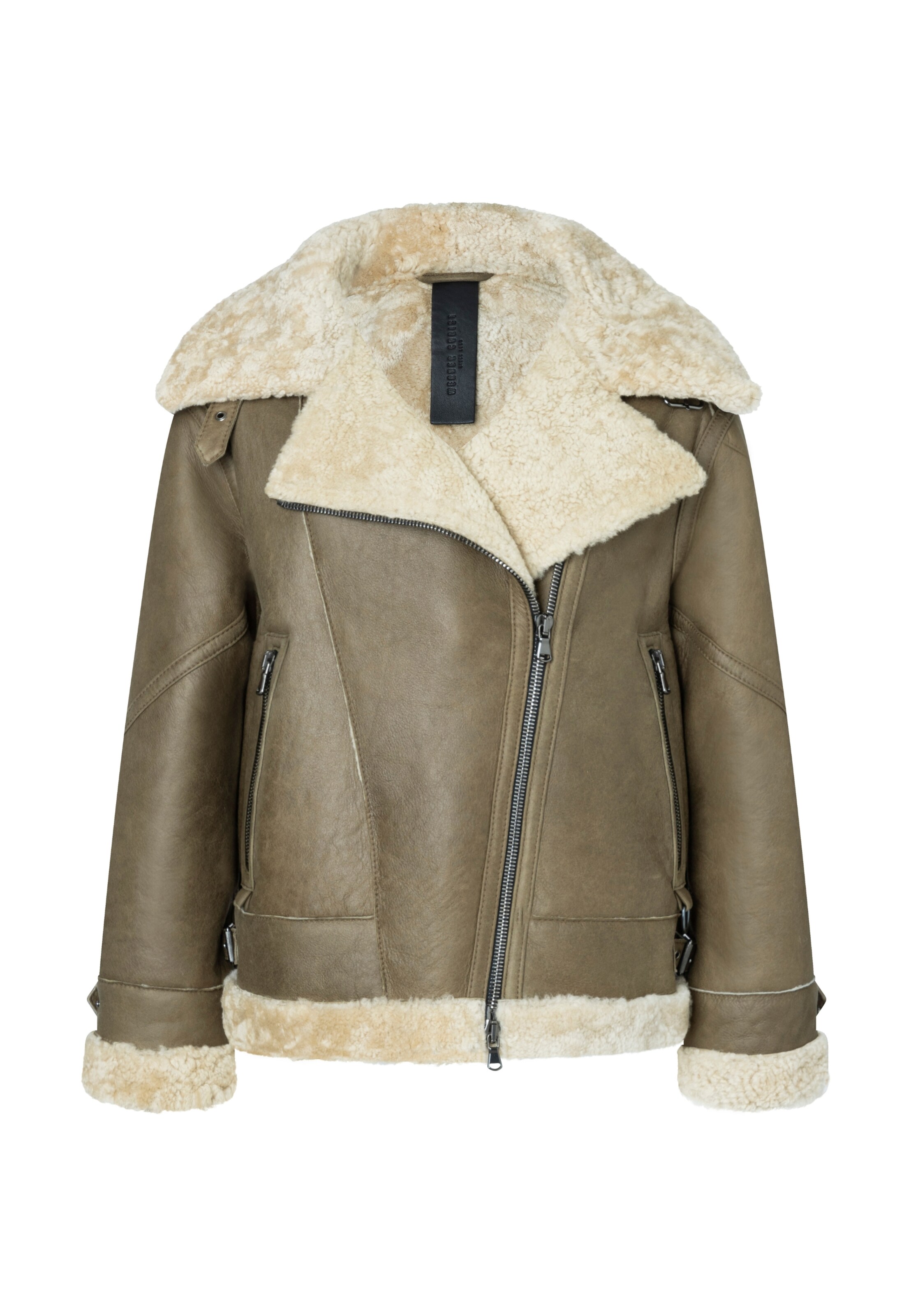 Werner Christ Lammfelljacke 'Paris' in Grün: Vorderseite