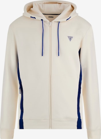 GUESS Zip-Up Hoodie 'Tech Scuba' in White: front