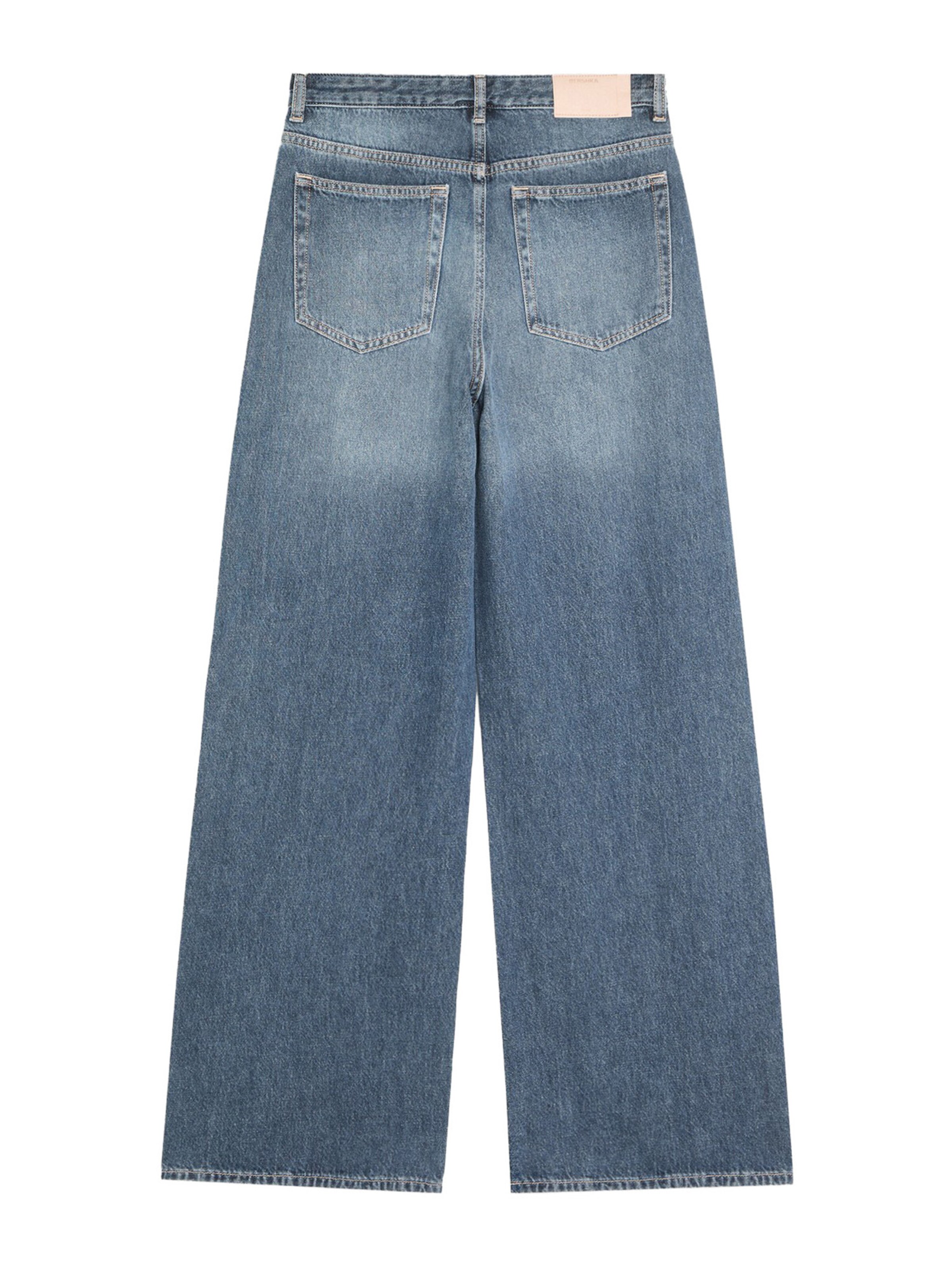 Bershka Wide leg Jeans in Blue: back