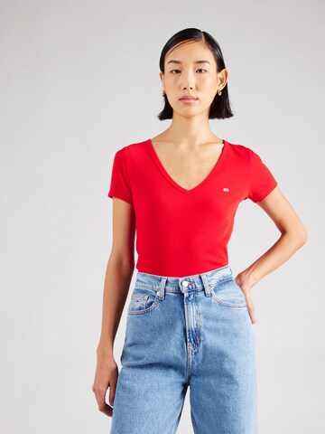 Tommy Jeans Shirt 'ESSENTIAL' in Rood: voorkant