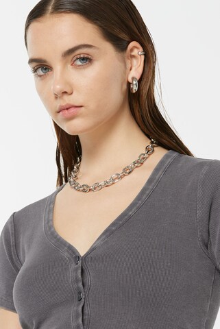 Harlem Soul CLE-O Cropped Rib Cardigan in Grau