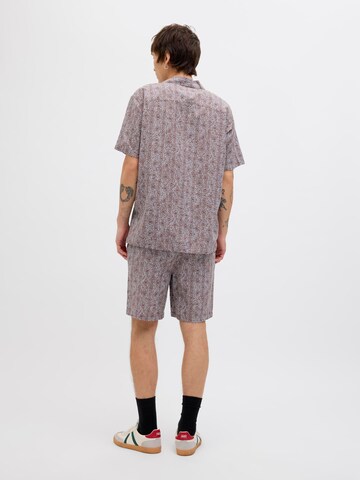 JACK & JONES Comfort fit Button Up Shirt 'JORSeersucker' in Brown