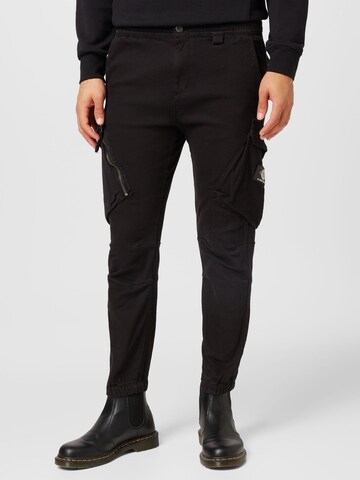 Effilé Pantalon cargo 'Utility' Denim Project en noir : devant