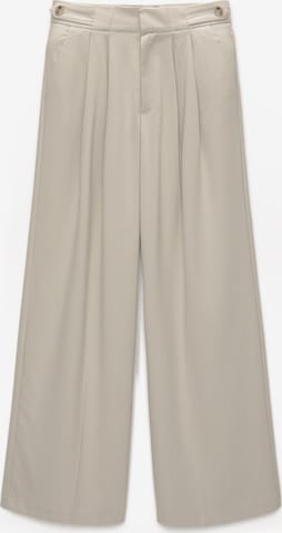 Pull&Bear Wide leg Pleat-front trousers in Grey: front