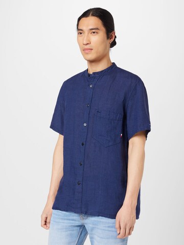 TOMMY HILFIGER Regular fit Overhemd 'Mandarin' in Blauw: voorkant