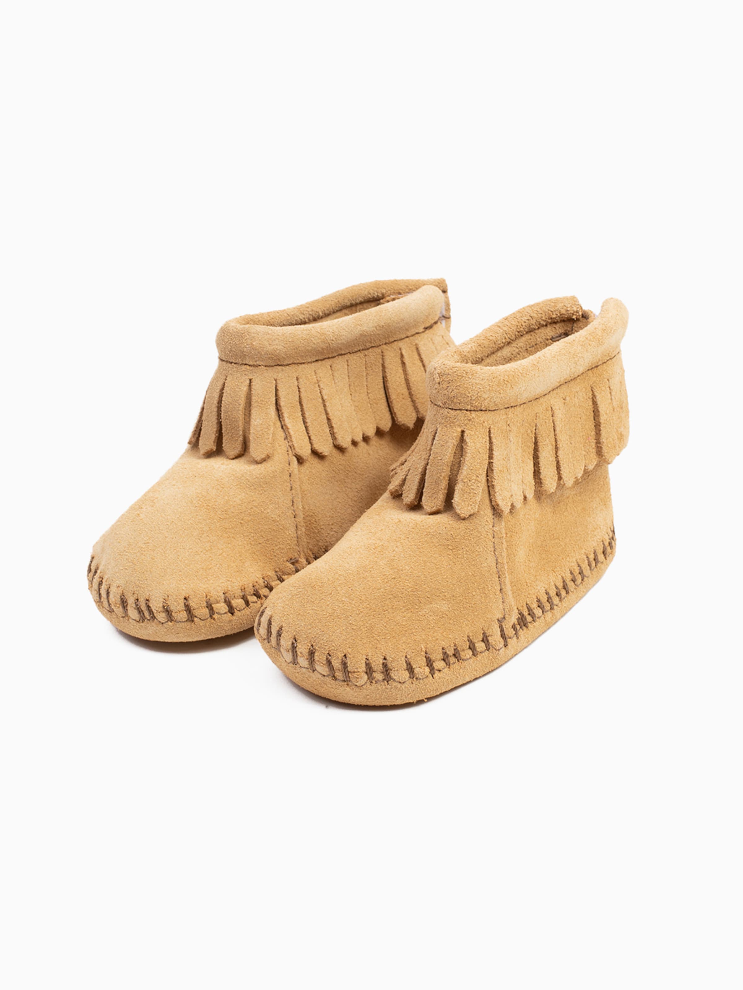 Minnetonka Sko til de første spæde skridt 'Back Flap' i brun