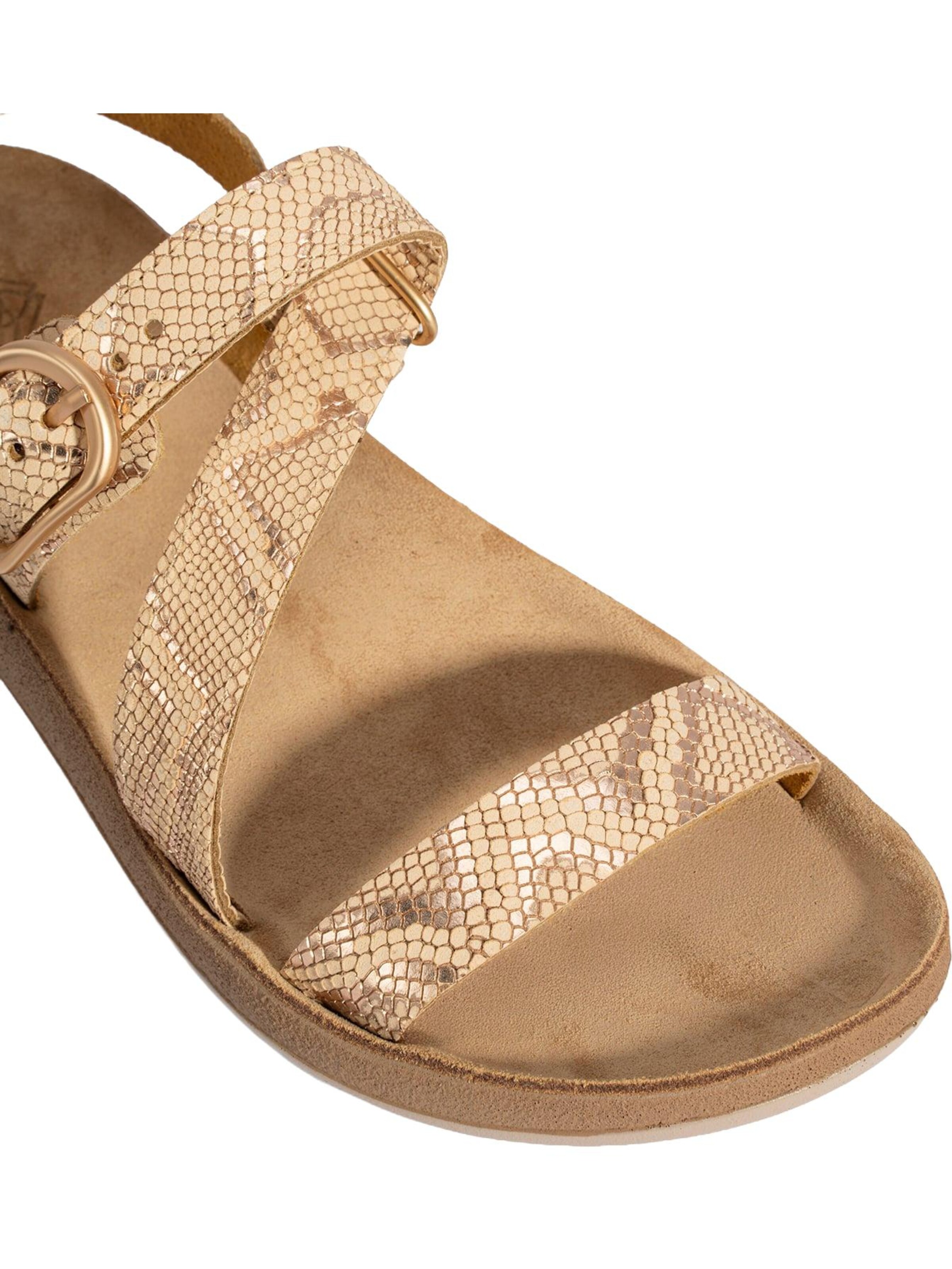 Desa Sandale 'DESA Damen-Keilsandalen aus Leder mit Print'‌‌ in Beige
