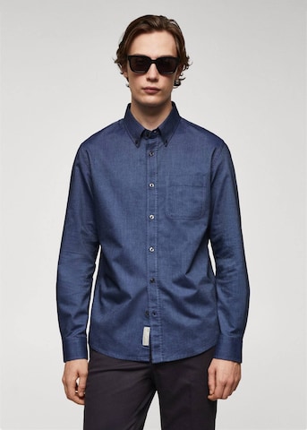 MANGO MAN Comfort fit Button Up Shirt 'Oxford' in Blue: front