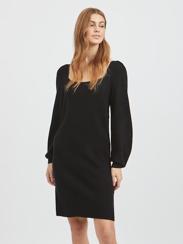 VILA Stickad klänning 'Viril' i svart: framsida