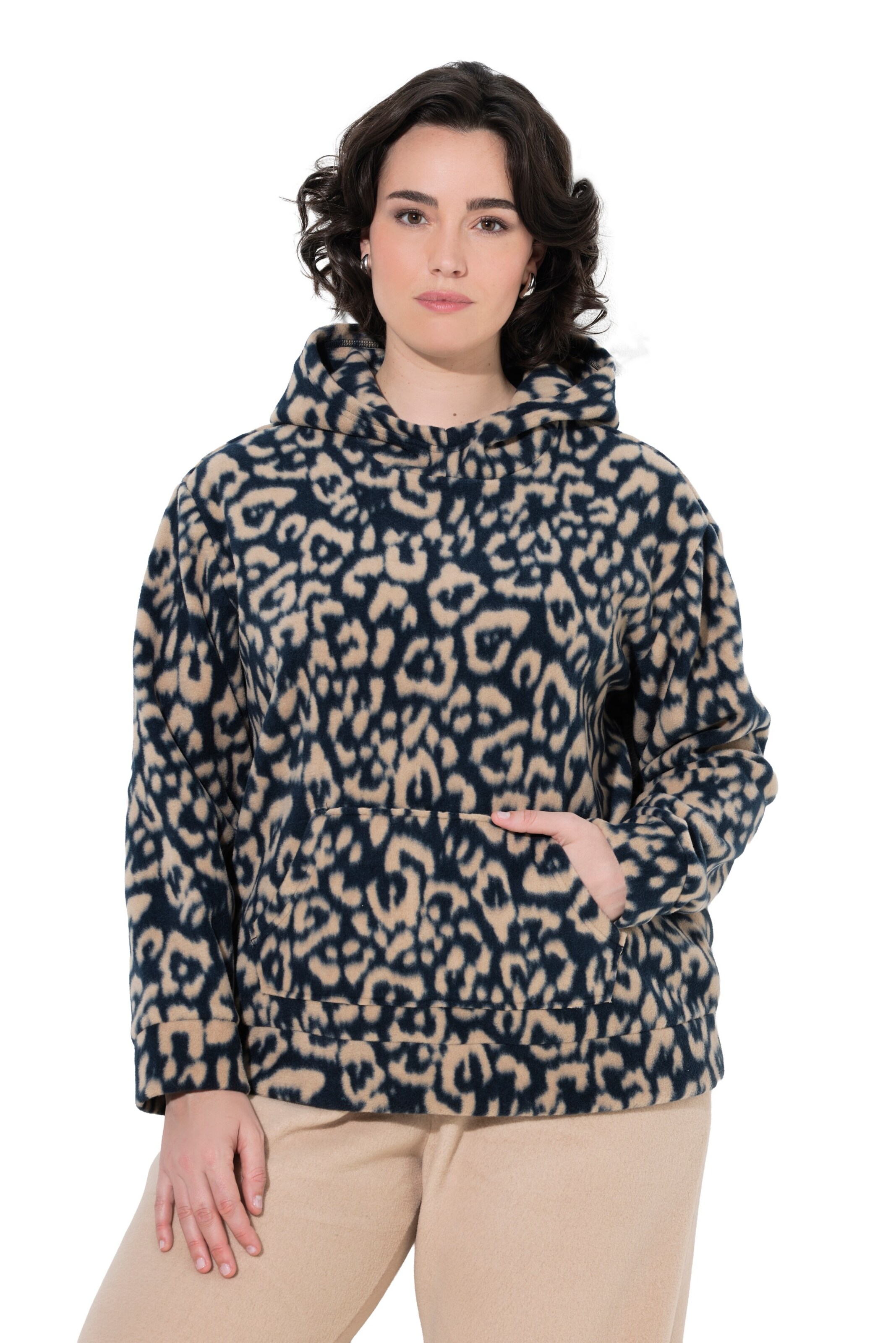 Ulla Popken Fleecejacke in Beige: Vorderseite