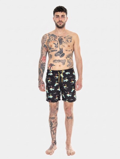 Happy Socks Szorty kąpielowe do kolan 'Island In The Sun Long Swimshorts 9300' w rozmiarze S w kolorze czarnym, Podgląd produktu
