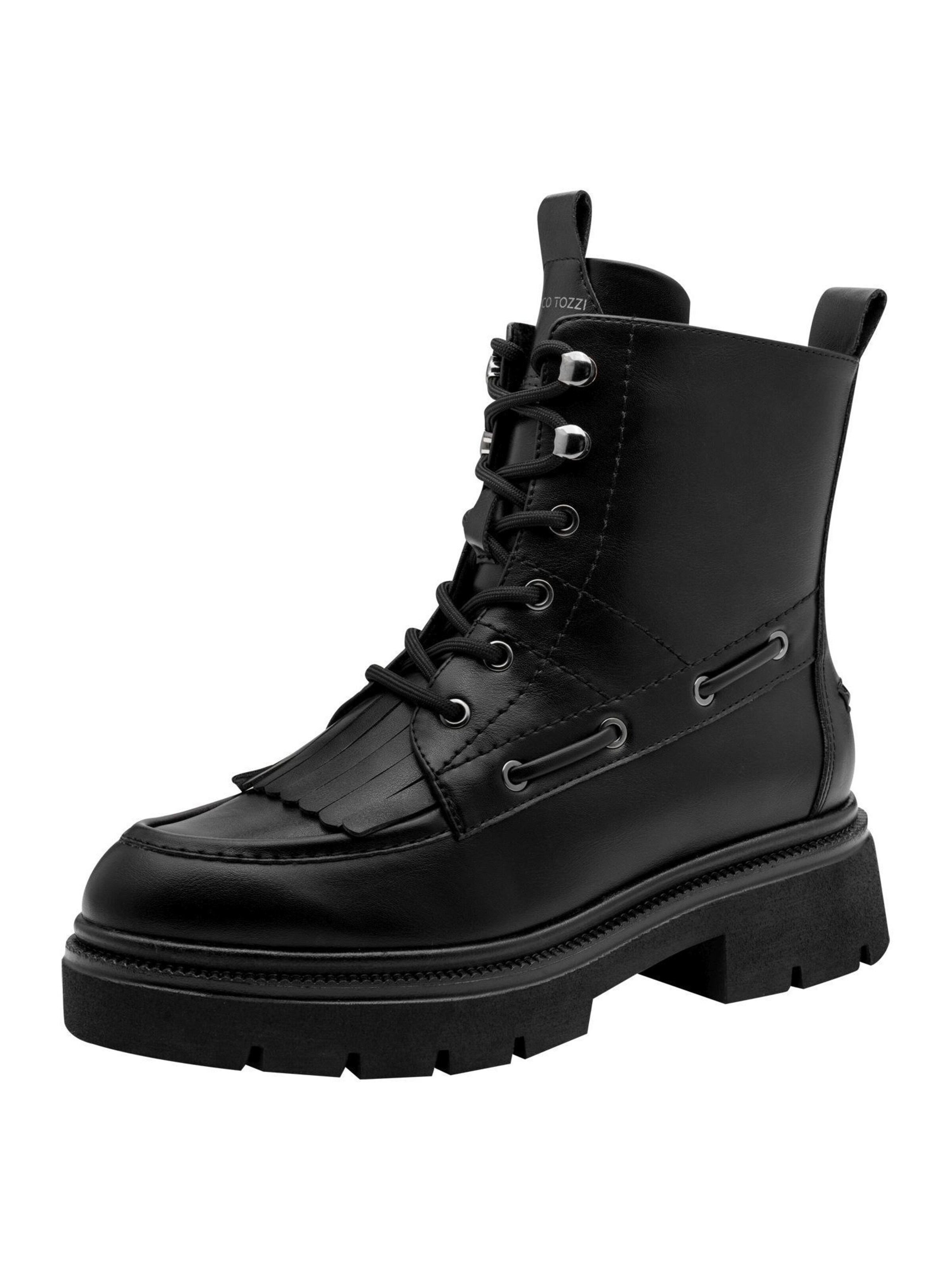 MARCO TOZZI Lace-Up Ankle Boots in Black: front
