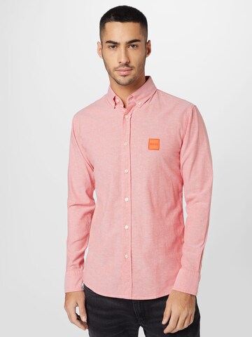 BOSS Orange Slim fit Button Up Shirt 'Mabsoot' in Pink: front