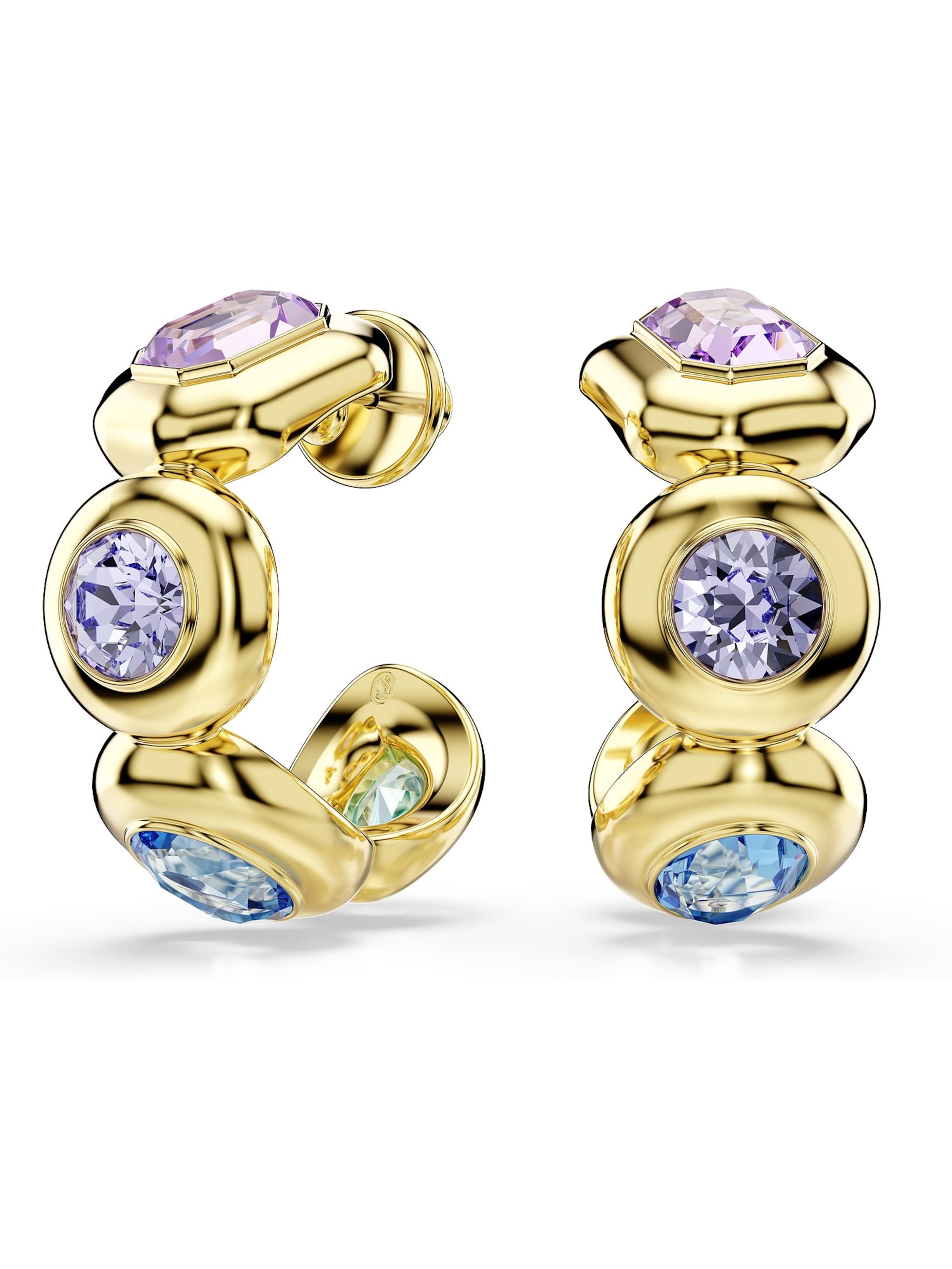 Swarovski Ohrringe in azur / aqua / gold / lila, Produktansicht