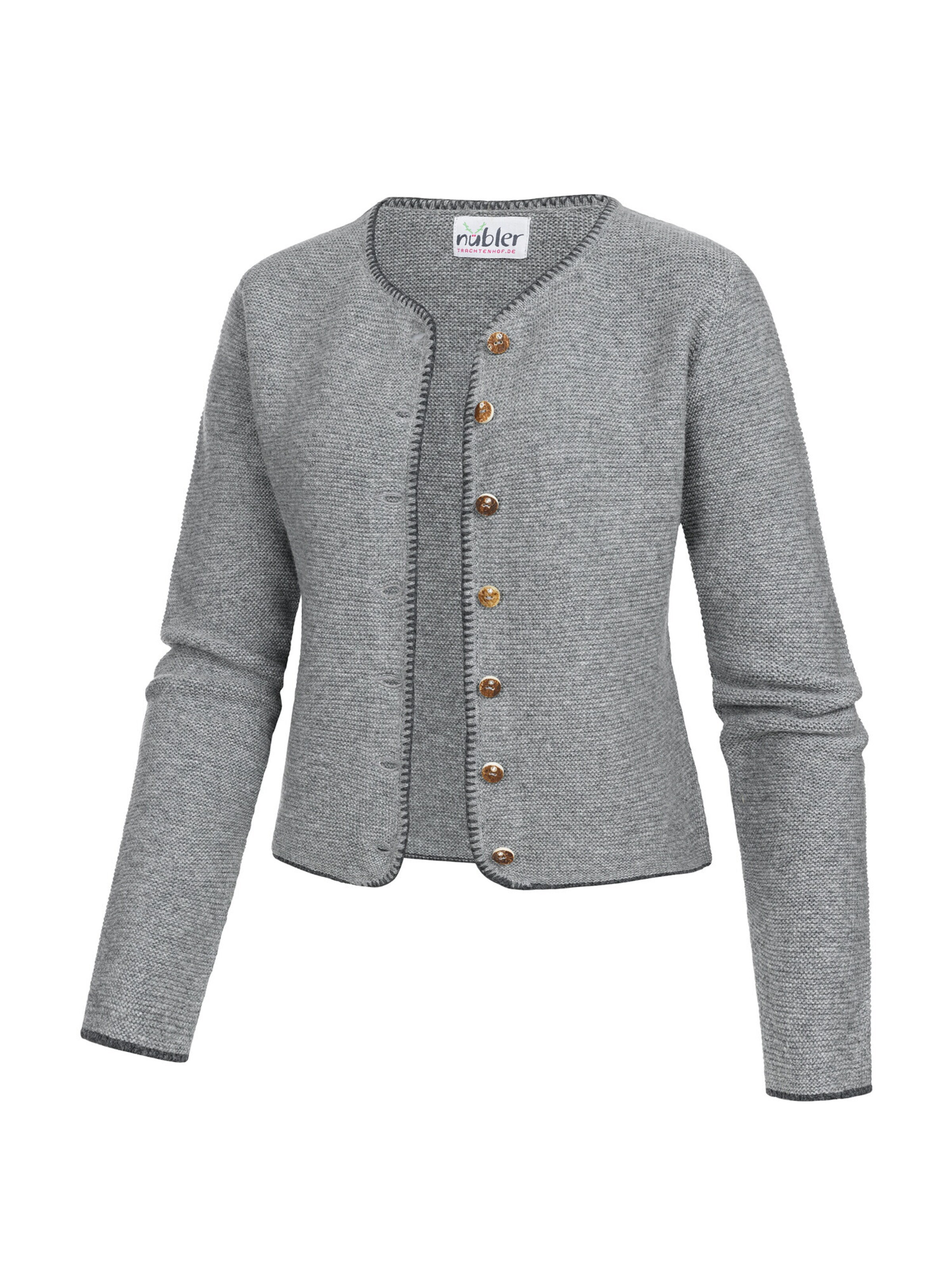 Trachtenhof Nübler Knitted Janker 'Strickjacke Maria' in Grey: front