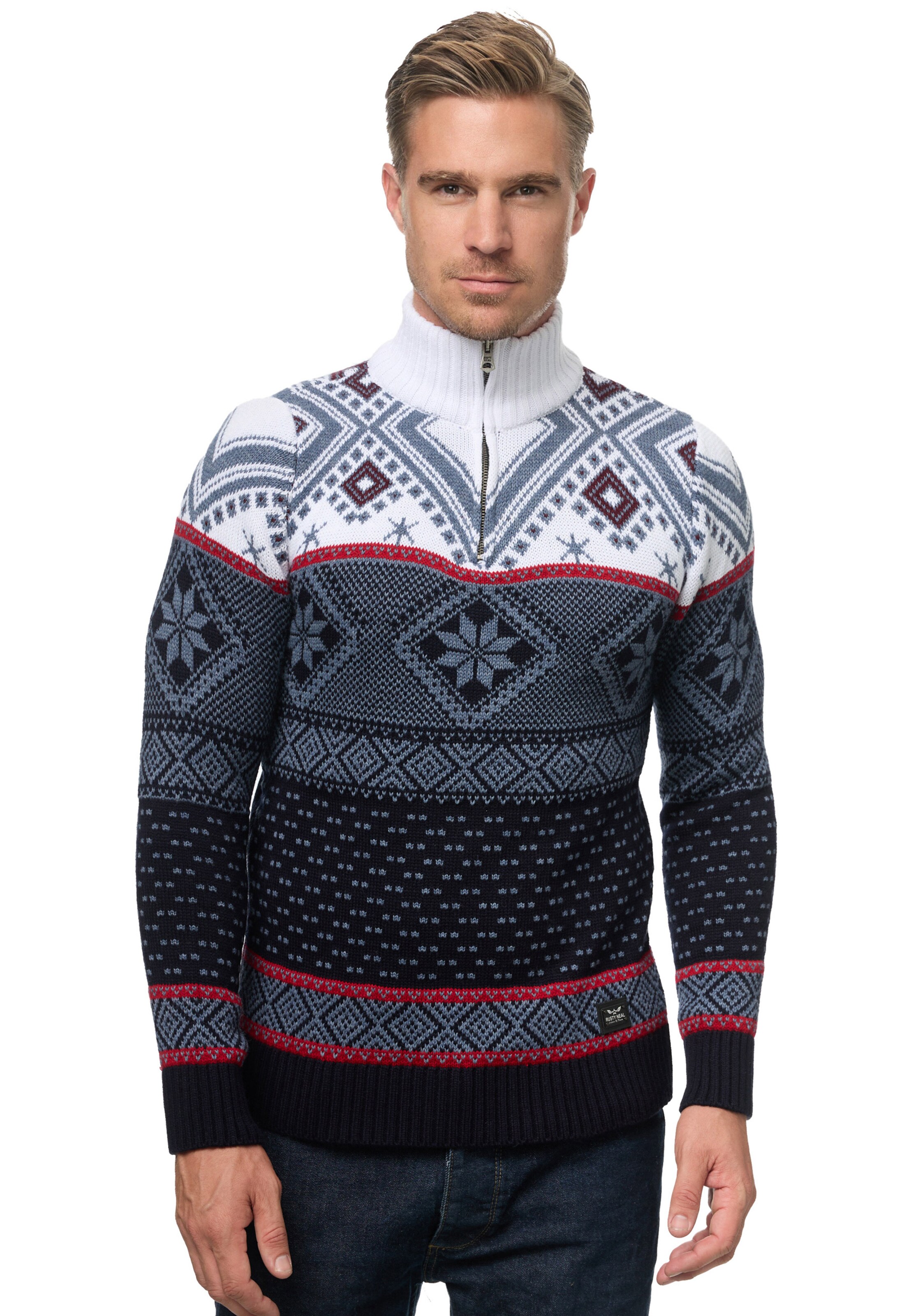 Rusty Neal Pullover in Blau: Vorderseite