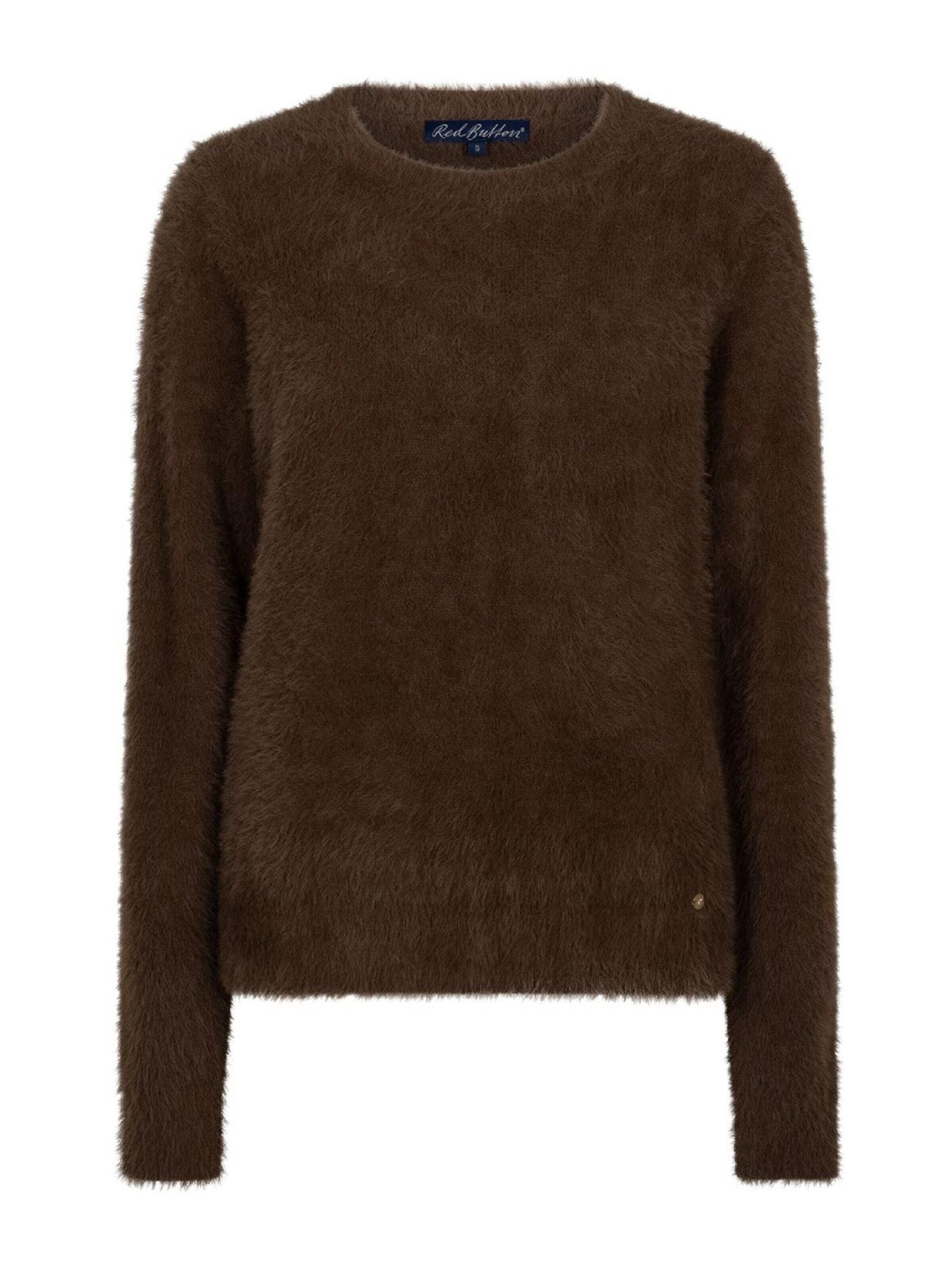 Red Button Gebreide top 'RB sweet fuzzy praline trui' in Bruin: voorkant