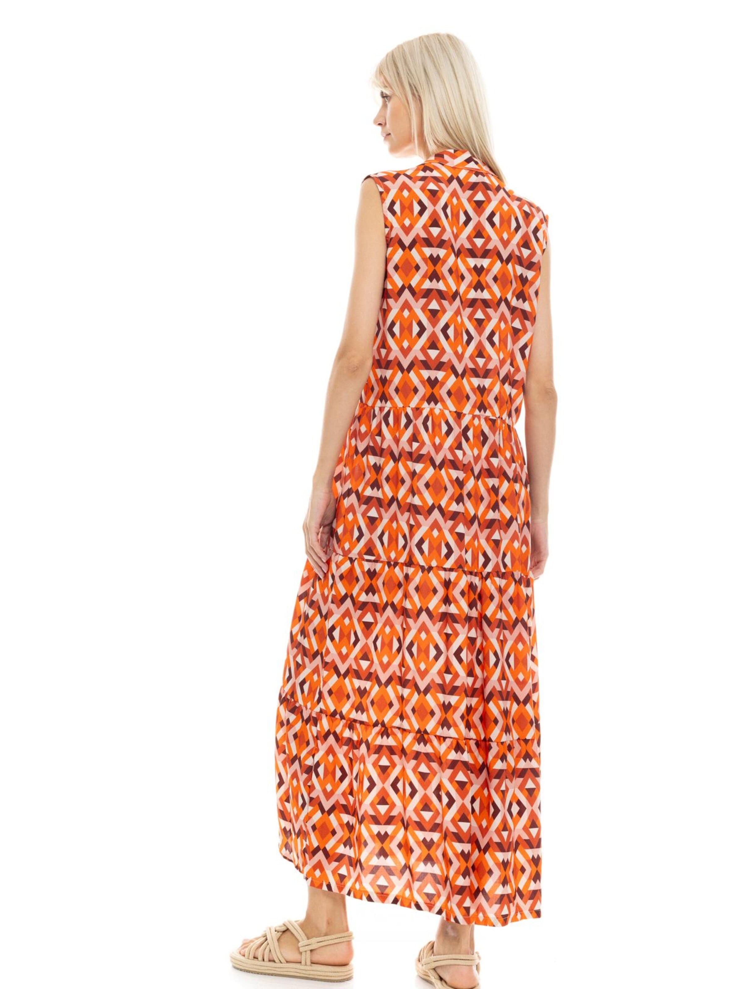 Pink Label Zomerjurk 'BEACHWEAR LONG AZTEC' in Oranje