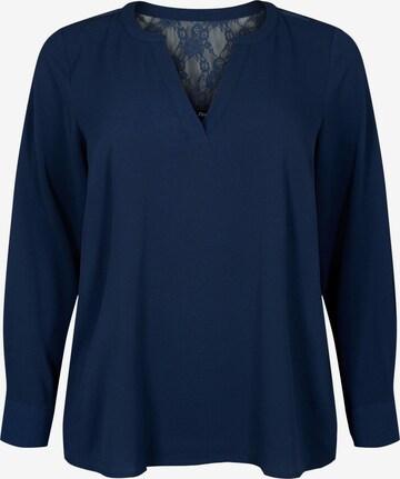 Camicia da donna 'MANNI' di Zizzi in blu: frontale